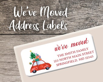 We've Moved Return Address Label 001 Christmas Personalized Address Label Custom Sheet Digital Printed Holiday Vintage Car We have moved