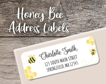 Honey Bee Return Address Labels, Bee Day Labels, Bumble Bee Party, Custom Label Sheets, Digital or Printed Labels Shower First Bee-Day