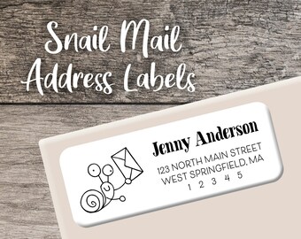 Snail Mail Return Address Labels, Snail Label, Personalized Address Label, Custom Label Sheet, Digital or Printed Address Stickers