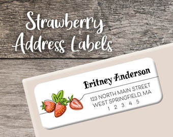 Strawberry Return Address Label 012 Personalized Address Label Custom Digital Printed Wedding Shower Bridal Baby Summer Strawberries Picnic