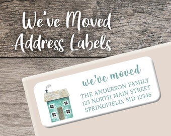 We've Moved Return Address Labels 001 Christmas Personalized Address Label Custom Sheet Digital Printed Winter House Holiday We have moved