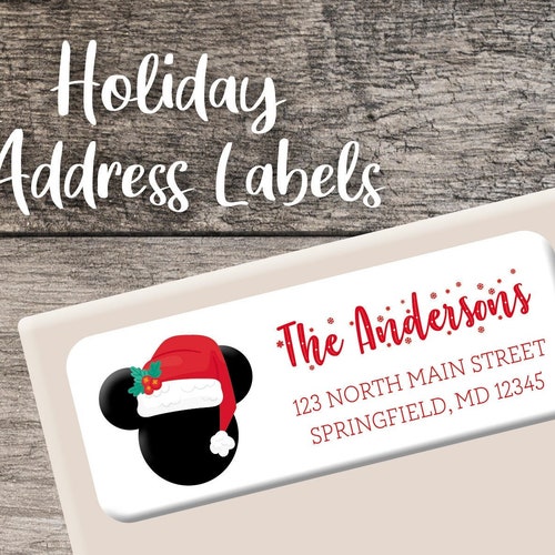 Mickey Return Address Labels Christmas Label Personalized - Etsy