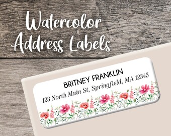 Pink Floral Return Address Labels 018 Spring Flowers Label Personalized Address Label Custom Digital or Printed Pink Flowers Sticker