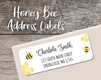 Honey Bee Return Address Labels, Bee Day Labels, Bumble Bee Party, Custom Label Sheets, Digital or Printed Labels Shower First Bee-Day