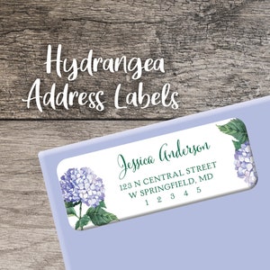 Hydrangea Return Address Labels 001 Spring Flowers Label Personalized Address Label Custom Digital or Printed Blue Hydrangea Sticker