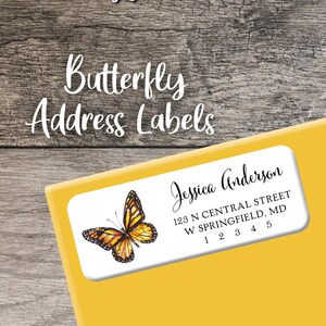 Butterfly Return Address Labels 007 Monarch Butterfly Label Personalized Address Label Custom Digital or Printed Orange Butterflies Sticker