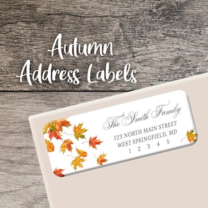 Autumn Return Address Labels, Fall Leaves Labels, Personalized Address Label, Custom Label Sheet, Digital or Printed Label Foliage Wedding