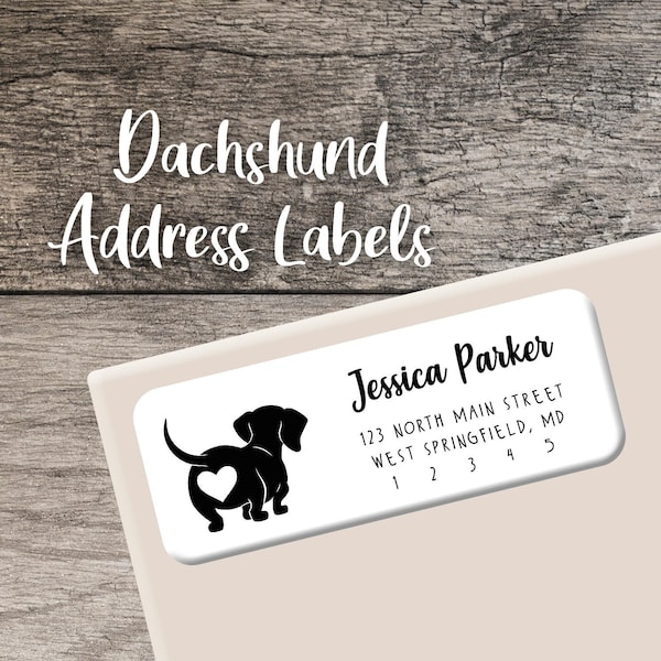Dachshund Return Address Labels, Weenie Dog Label, Personalized Address Label, Custom Label, Digital or Printed, Doxie Wiener Dog Sticker