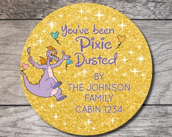You've Been Pixie Dusted Sticker, Figment Circle Labels, Disney Wedding, Personalized Epcot Sticker, Pixie Dust Thank You Favor Custom