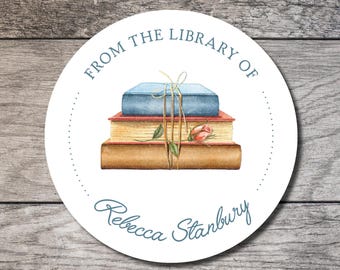 Personalized Bookplates, Custom Book Label Sticker, Personalized Bookplate Books with Flowers, Custom Digital or Printed Label, Book Gift