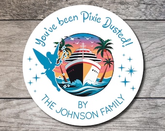 You've Been Pixie Dusted Sticker, Tinker Bell Circle Labels, Disney Wedding, Personalized Cruise Sticker, Pixie Dust Thank You Favor Custom