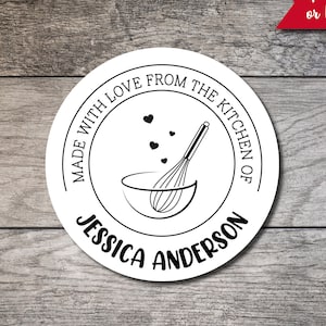 Kitchen Stickers, Made with Love from the Kitchen of Personalized Circle Label, Favor Label, Custom Digital or Printed Thank You Sticker