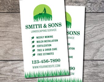 Lawn Care Business Cards, Custom Card, 3.5"x2" Landscaping Business Card, Personalized Company Business Card, Premium Mowing Business Card