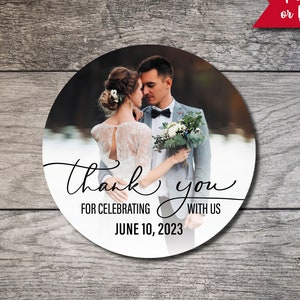 Wedding Favor Stickers, Photo Bridal Shower Personalized Circle Label, Engagement Party Favor Label, Custom Digital or Printed Thank You