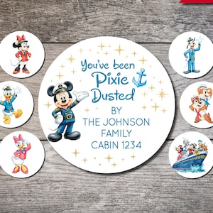 You've Been Pixie Dusted Sticker, Mickey Mouse Circle Labels, Disney Cruise, Personalized Cruise Pixie Dust Thank You Favor, Custom Wedding