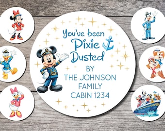 You've Been Pixie Dusted Sticker, Mickey Mouse Circle Labels, Disney Cruise, Personalized Cruise Pixie Dust Thank You Favor, Custom Wedding