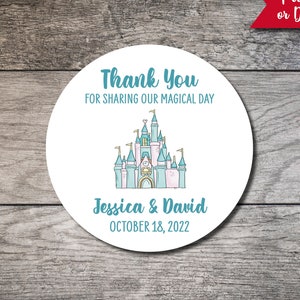 Castle Favor Stickers, Wedding Personalized Circle Label, Magical Favor Label, Custom Printed Thank You Sticker