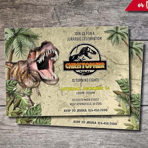 Jurassic World Birthday Invitation Jurassic Park Party Birthday Invite Boy Birthday Dinosaur Dino Party Digital Printed Raptor T-Rex