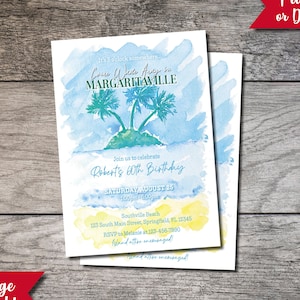Margarita Invitation 004, Margaritaville 60th Birthday Invite, Pool Party, Cookout Birthday Invites Printable Printed Tropical Parrot 65th