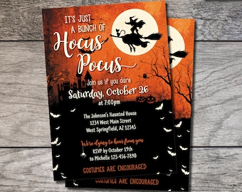 Hocus Pocus Party Invitation, Halloween Invitation, Hocus Pocus Witches Birthday Party, Hocus Pocus Costume Party, Digital or Printed Witch