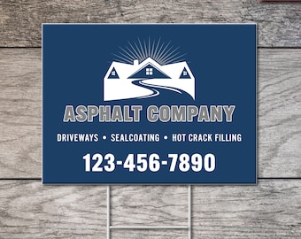 Asphalt Yard Sign, 18"x24" Coroplast Sign with Metal H-Stake, Double Sided Sealcoating Sign with Step-Stake, Paving Digital or Printed