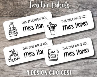 Teacher Labels, School Book Sticker, Personalized Custom Digital or Printed, Teacher Name Sticker, Art Supply Label, Art Teacher Gift