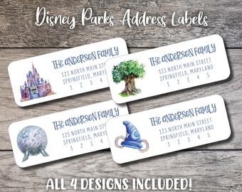 Disney Parks Return Address Labels, Cinderella's Castle Personalized Address Label, Printed Custom Sheet, Disney Wedding Sticker, Epcot