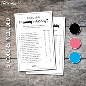 Guess Who Mommy or Daddy Game, Baby Shower Party Game, Mommy or Daddy Guess Who Said It Instant Download, Minimalist Baby Shower Trivia Game