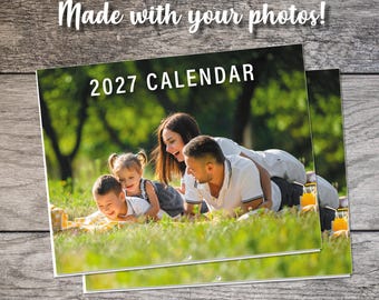 Custom Photo Calendar, 2027 Photo Calendar, Personalized Calendar with Your Photos, Holiday Gift, Hanging Wall Calendar, Wedding, Pets