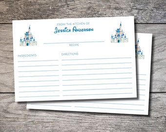 Castle Recipe Card Set Magical Recipe Card Personalized Set of 15 Personalized Recipe Card 4x6 or 5x7 Recipe Box Kitchen Custom Wedding Gift