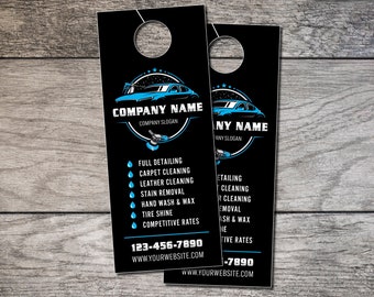 Auto Detailing Door Hanger, Mobile Detailing Service Card, Personalized Door Hanger, 3.5" by 8.5", Business Hanger, Digital File or Printed