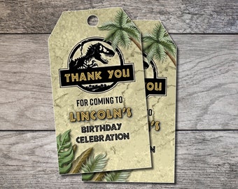 Printable Jurassic Park Thank You Tags for Party Favors - Etsy