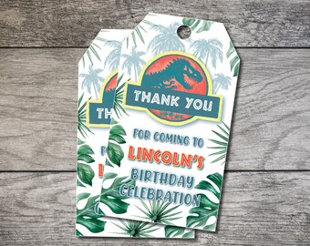 Printable Jurassic Park Thank You Tags for Party Favors - Etsy
