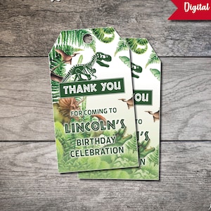 Jurassic Party Favor Tags, Jurassic Birthday Thank You Tags, Jurassic Birthday Favors, Dinosaur Birthday Party Favors, Printable Tags Dino