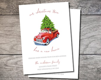 We've Moved Christmas Card 006 New Address Holiday Card New Home Digital Printed Moving Announcement Address We have moved Vintage Truck