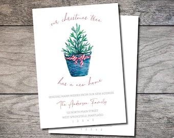 We've Moved Christmas Card New Address Holiday Card New Home Digital or Printed Moving Announcement Address Label We have moved Pine Tree