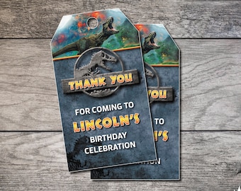 Printable Jurassic Park Thank You Tags for Party Favors - Etsy