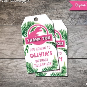 Jurassic Party Favor Tags, Jurassic Birthday Thank You Tags, Jurassic Birthday Favors, Dinosaur Birthday Party Favors, Printable Tags, Dino