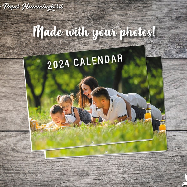 Calendrier photo personnalisé, calendrier photo 2024, calendrier personnalisé avec vos photos, cadeau de vacances, calendrier mural suspendu, mariage, animaux de compagnie