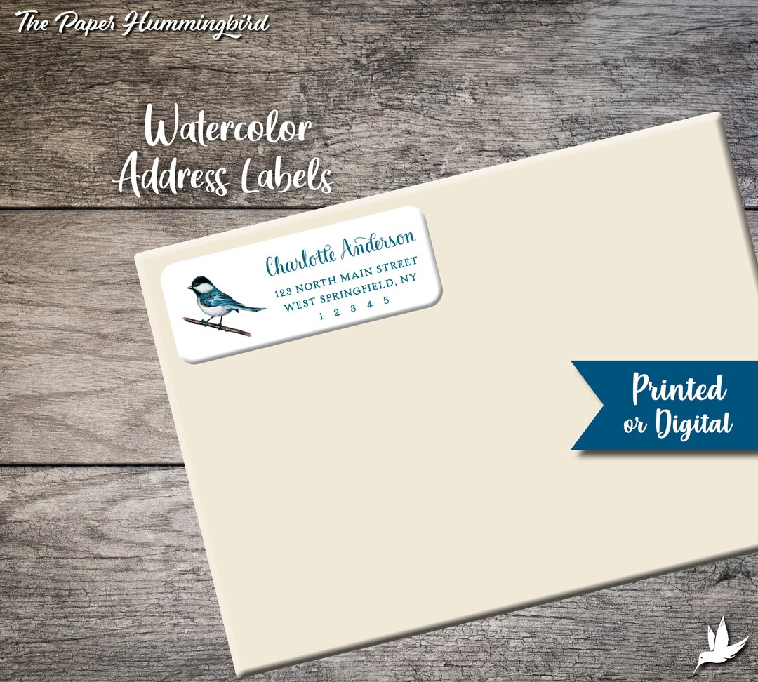 Watercolor Bird Return Address Labels 003 Blue Bird Label Etsy