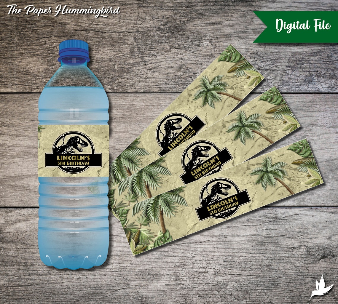Jurassic World Water Bottle Labels Printable Jurassic Park Etsy
