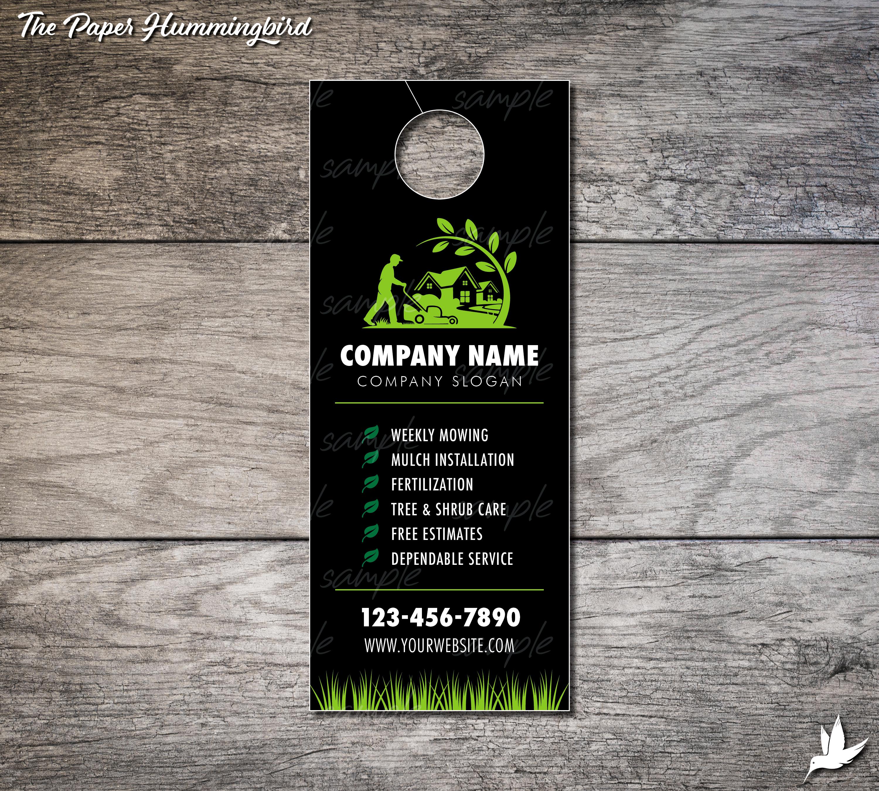 Lawn Care Door Hangers 002, Landscaping Card, Personalized Door