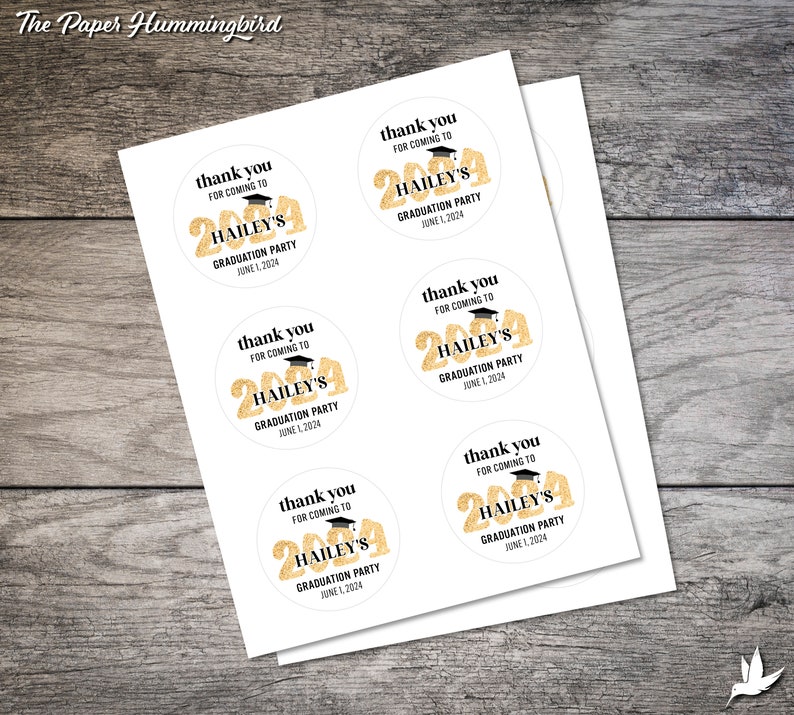 Graduation Favor Stickers, Graduation Personalized Circle Label, 2024 Favor Label, Custom Digital or Printed Thank You Sticker, Grad Party image 4