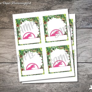 Jurassic Food Labels Pink Jurassic Party Birthday Tent Card Girl ...