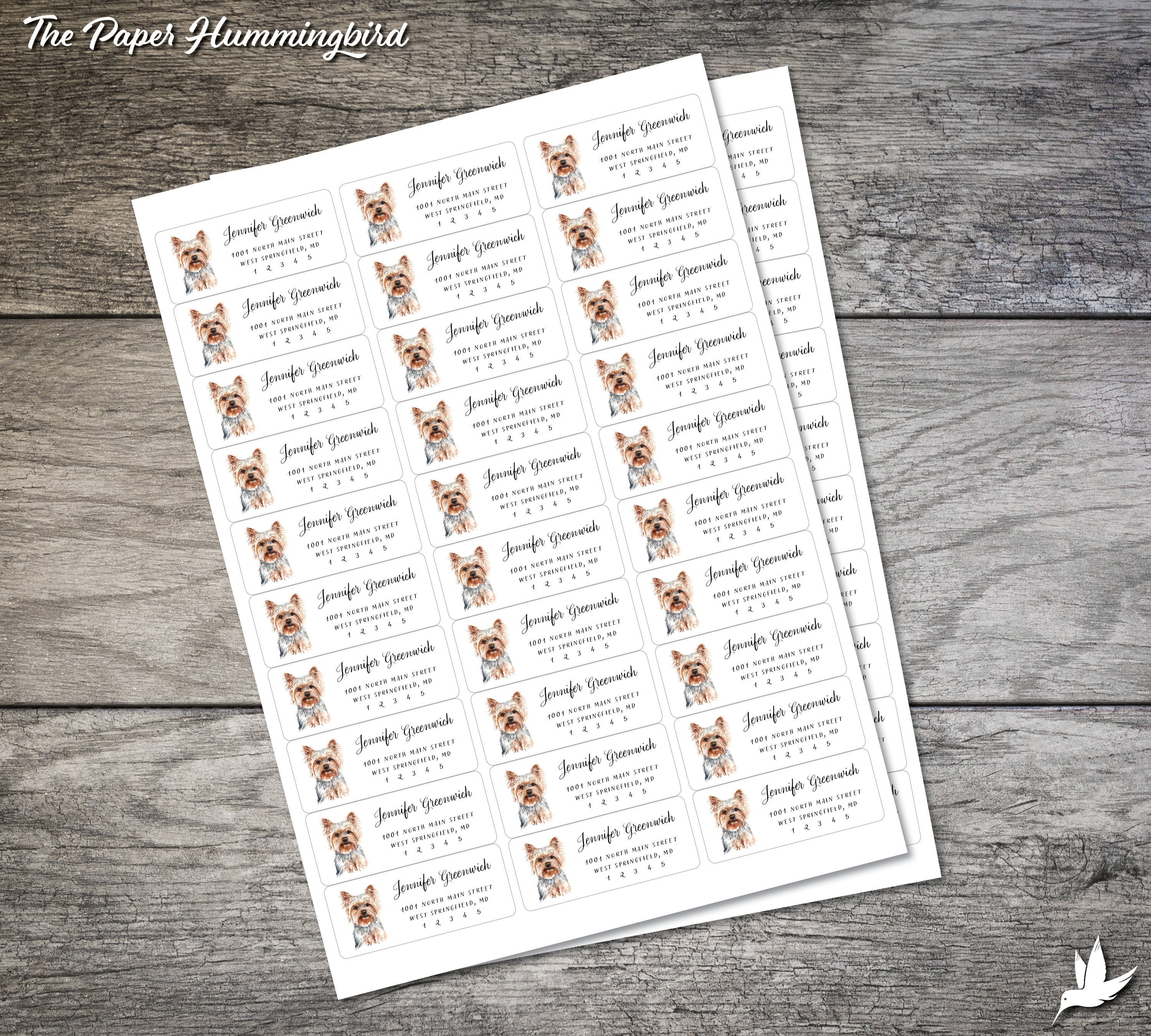 Yorkshire Terrier Return Address Labels 001, Yorkie Label Personalized ...