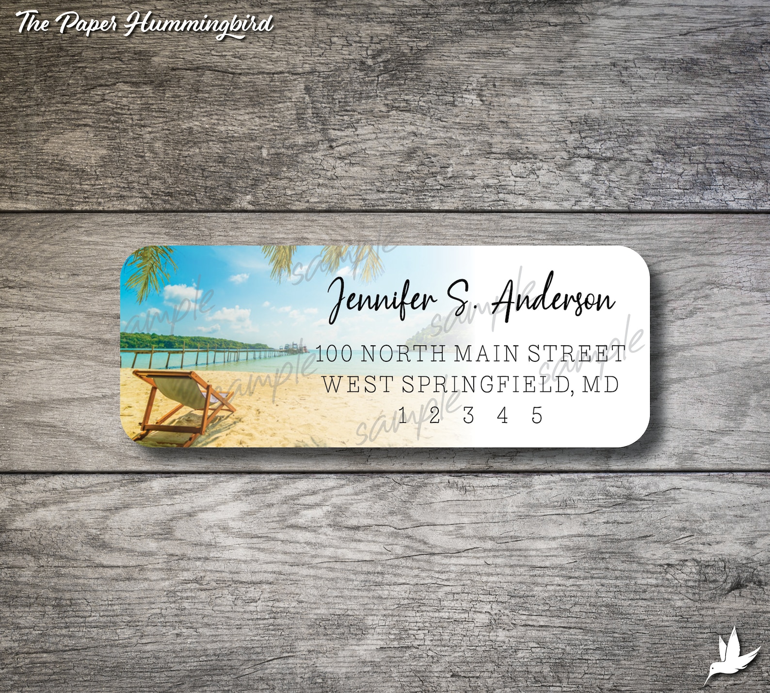 Beach Return Address Labels 002 Beach Chair Personalized Etsy