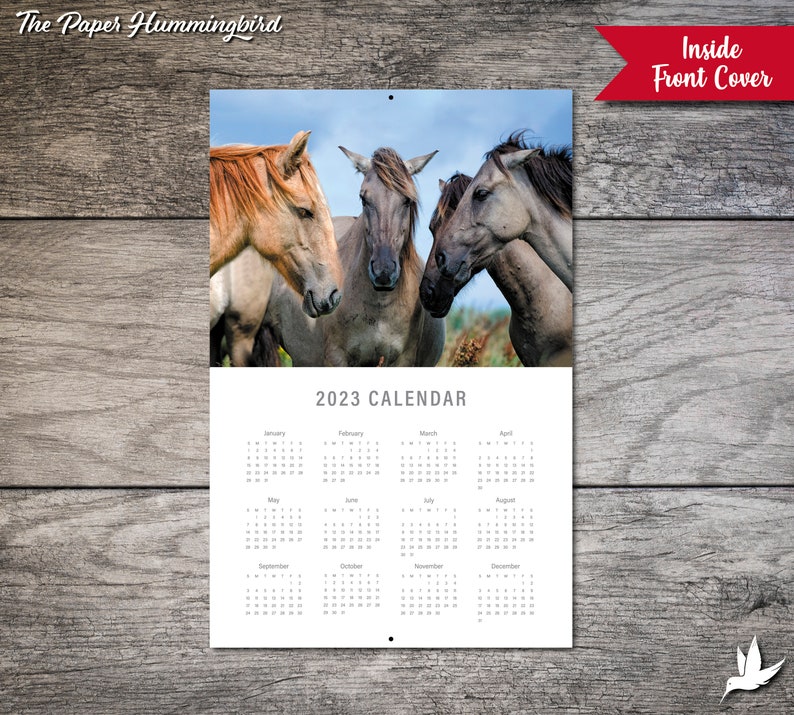 Custom Horse Calendar 2023 Horses Calendar Personalized Etsy