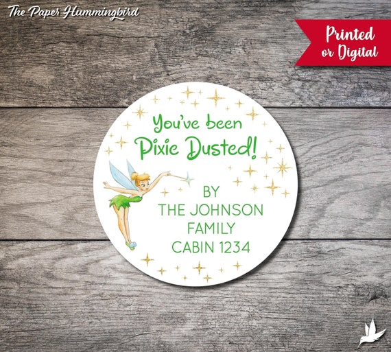 You've Been Pixie Dusted Sticker, Tinker Bell Circle Labels, Disney Wedding, Personalized Fairy Sticker, Pixie Dust Thank You Favor Custom