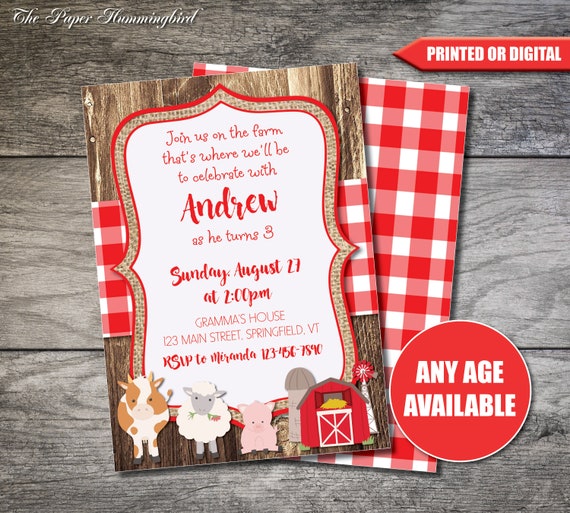 Petting Zoo Birthday Invitation Farm Birthday Invitation Etsy