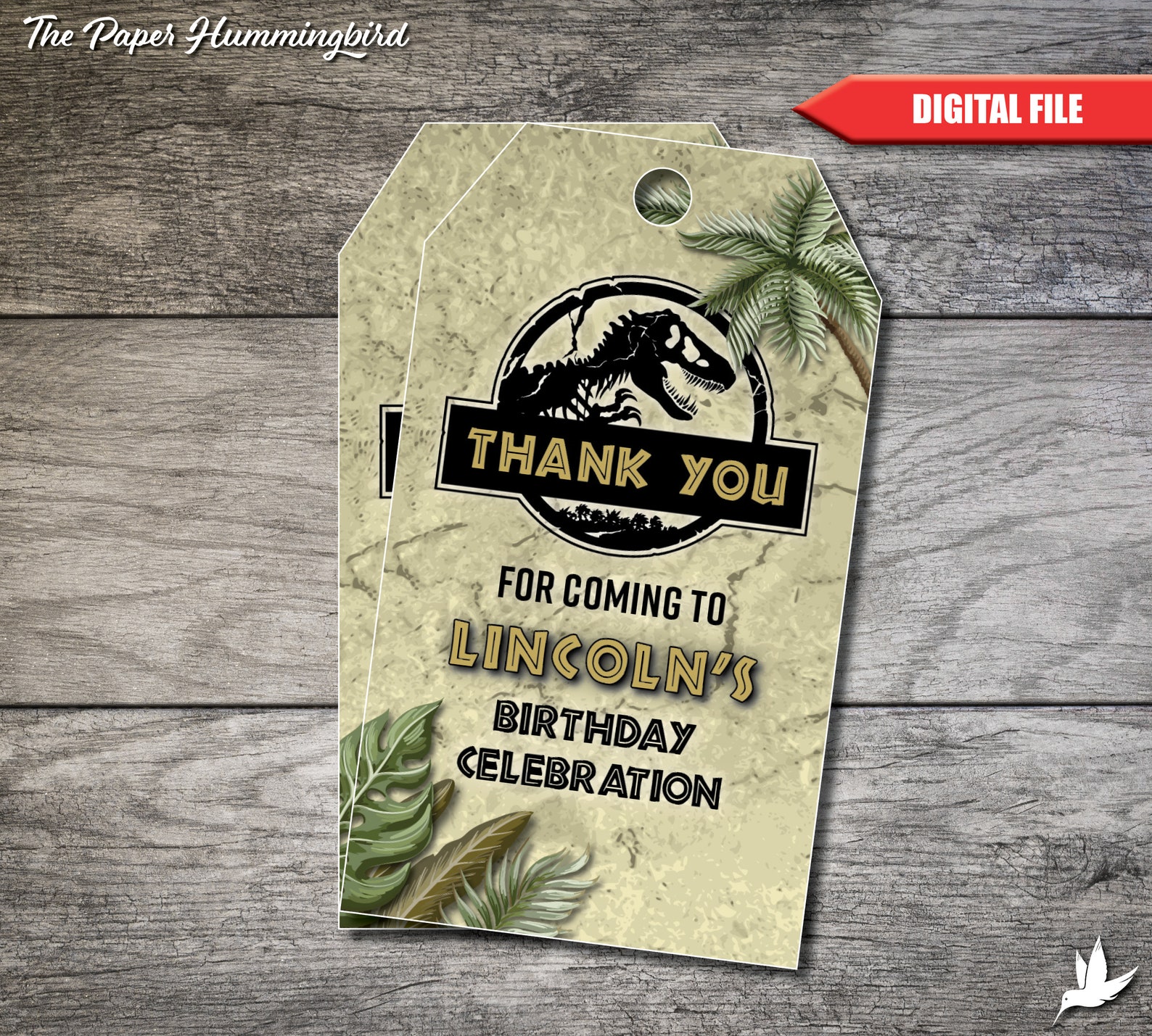 Jurassic World Favor Tags Jurassic Park Birthday Thank You | Etsy